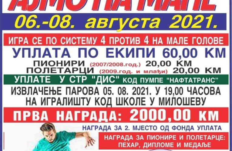 Данас почиње турнир у малом фудбалу „Милешево 2021“ (Челинац)